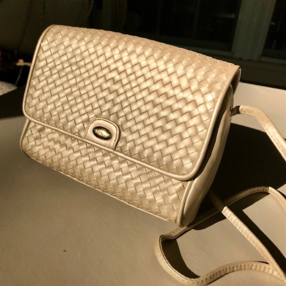 Soft gold vegan leather crossbody bag